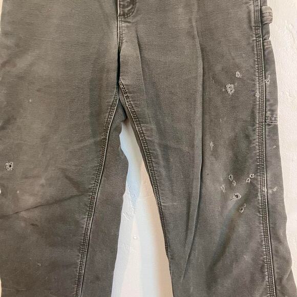 Carhartt Vintage 90s Canvas Flannel Lined‎ Olive Green Distressed Workwear Pants - Picture 2 of 7